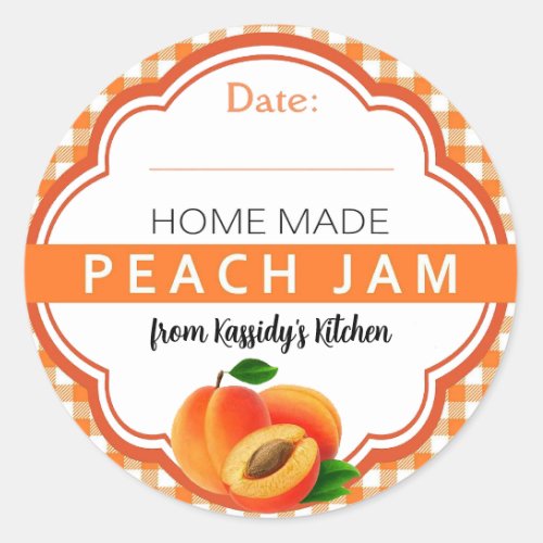 Home Made Peach Jam Canning Classic Round Sticker