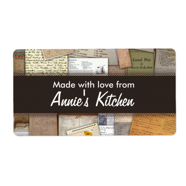 Home made Recipes Customizable Label (Front)