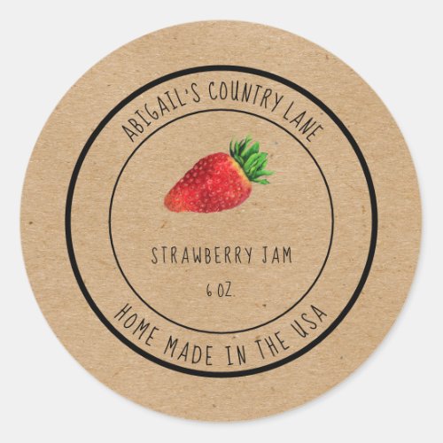 Home Made Strawberry Jam  Classic Round Sticker