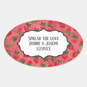 Home-made Strawberry Jam or Wedding Favor Oval Sticker