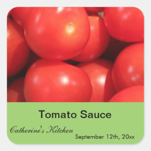 Home made tomato sauce bottle labels. square sticker