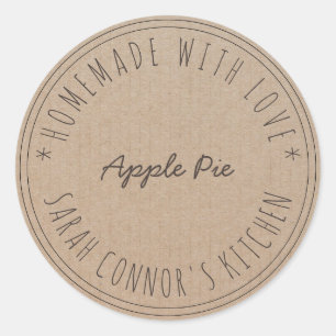 Home made with love Apple Pie Kraft Baking Classic Round Sticker