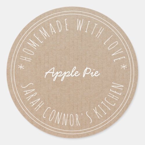 Home made with love Apple Pie Kraft Baking Classic Round Sticker