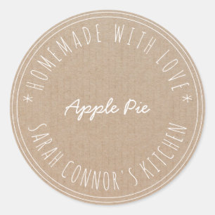 Home made with love Apple Pie Kraft Baking Classic Round Sticker