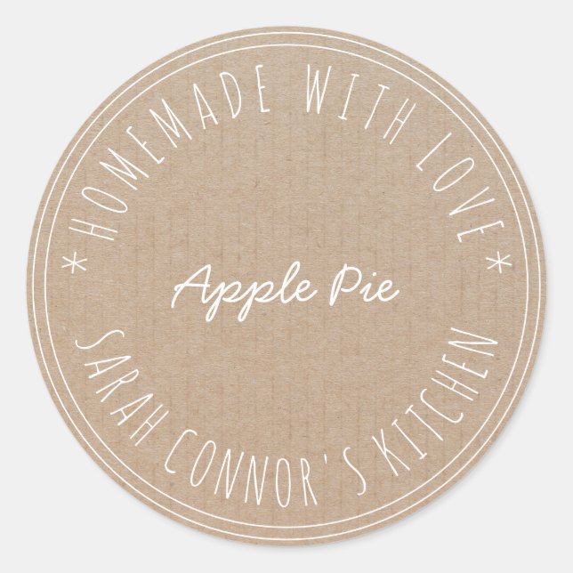 Home made with love Apple Pie Kraft Baking Classic Round Sticker (Front)