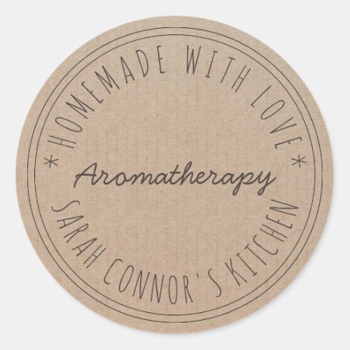 Home made with love Aromatherapy Kraft Classic Round Sticker