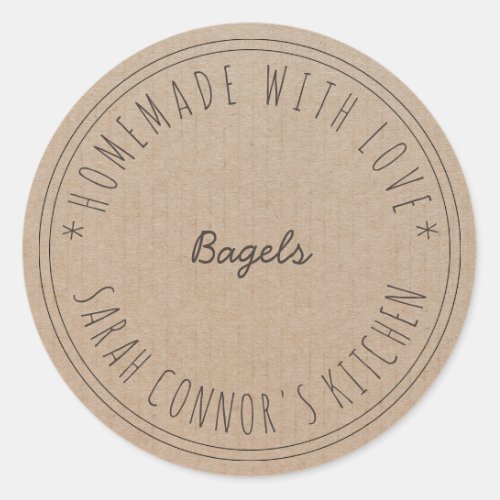 Home made with love Bagels Kraft Baking Classic Round Sticker