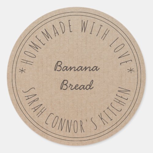 Home made with love Banana Bread Kraft Baking Classic Round Sticker