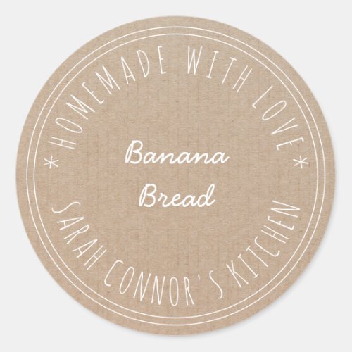 Home made with love Banana Bread Kraft Baking Classic Round Sticker