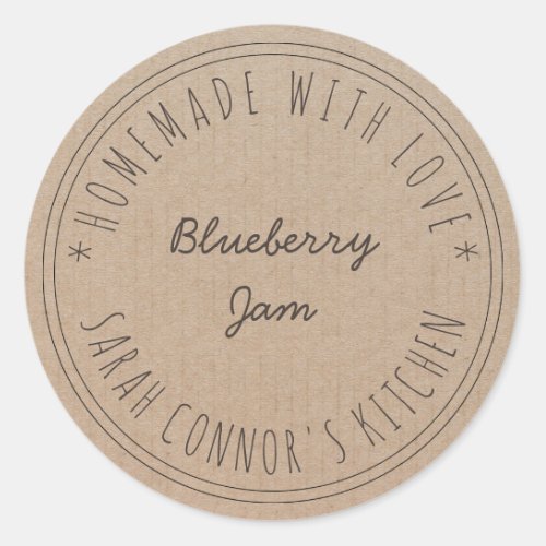 Home made with love Blueberry Jam Kraft Paper Classic Round Sticker