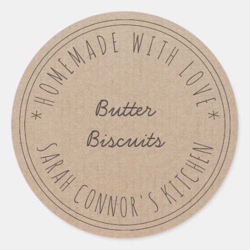 Home made with love Butter Biscuits Kraft Classic Round Sticker