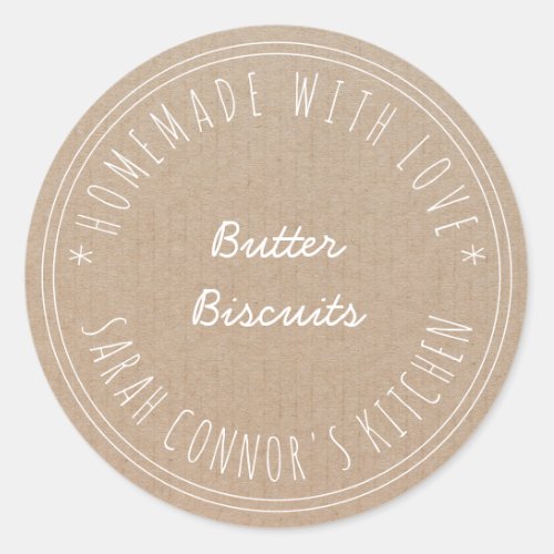 Home made with love Butter Biscuits Kraft Classic Round Sticker