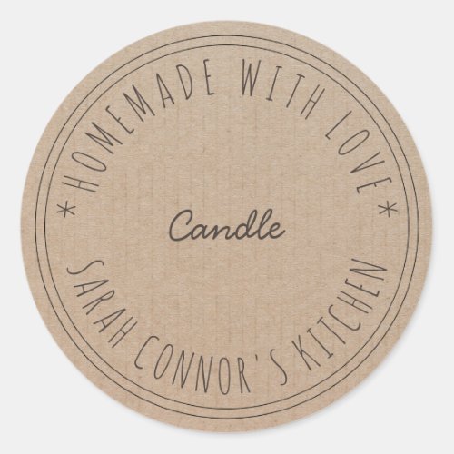Home made with love Candle Kraft Paper Classic Round Sticker