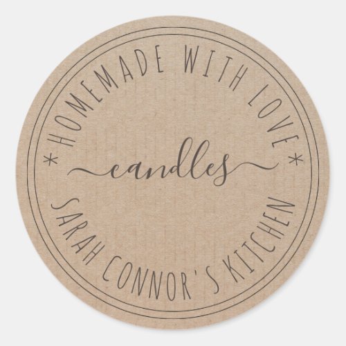 Home made with love candles Kraft Baking Kraft Classic Round Sticker