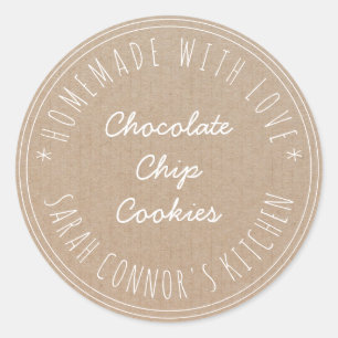Home made with love Chocolate Chip Cookies Kraft Classic Round Sticker