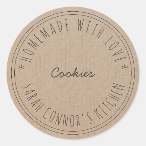 Home made with love Cookies Kraft Baking Classic Round Sticker