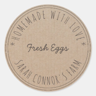 Home made with love Fresh Eggs Kraft Paper Classic Classic Round Sticker