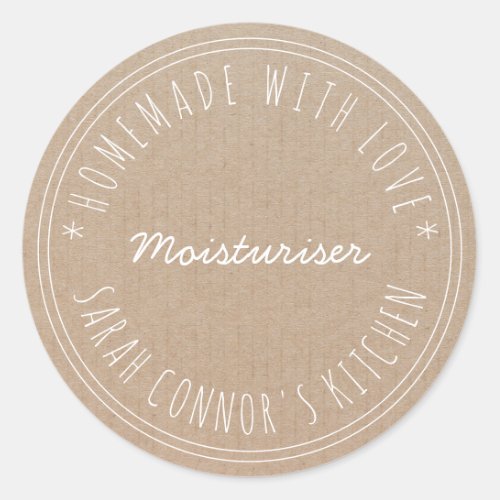 Home made with love Moisturiser Kraft Spa Classic Round Sticker