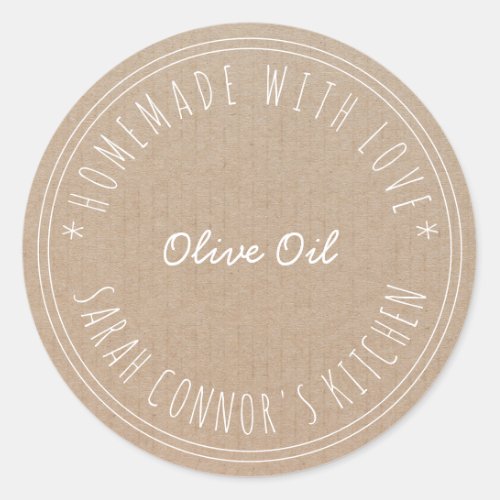 Home made with love Olive Oil Kraft Classic Round Sticker