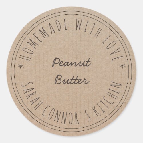 Home made with love Peanut Butter Kraft Baking Classic Round Sticker