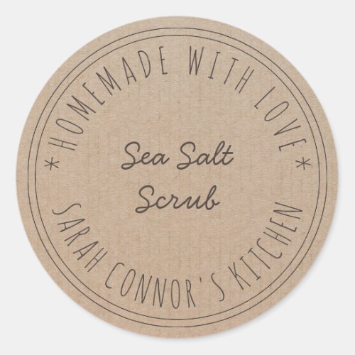 Home made with love Sea Salt Scrub Kraft Spa Classic Round Sticker