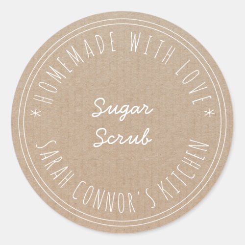 Home made with love Sugar Scrub Kraft Spa Classic Round Sticker