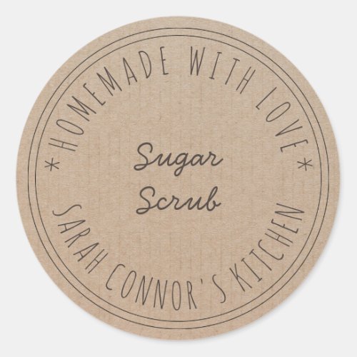 Home made with love Sugar Scrub Kraft Spa Classic Round Sticker