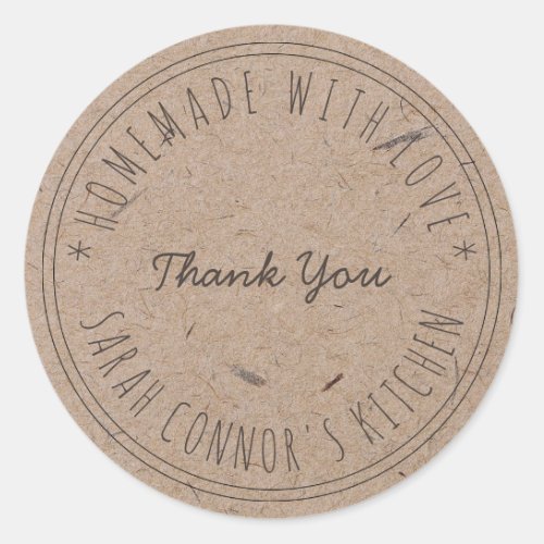 Home made with love Vintage Simple Kraft Paper Classic Round Sticker