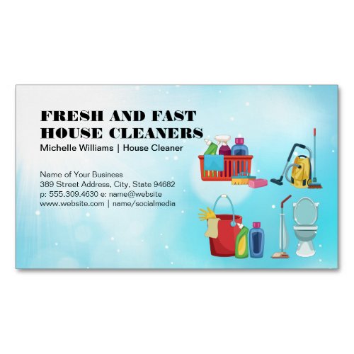 Home Maid  Cleaning Services  Equipment Business Card Magnet