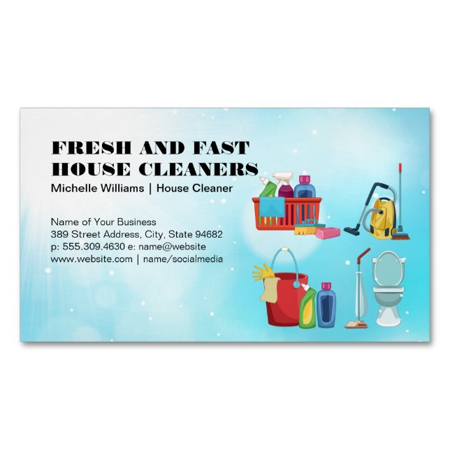 Home Maid | Cleaning Services | Equipment Business Card Magnet (Front)