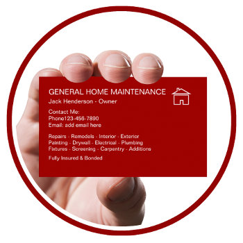 Home Maintenance Handyman Business Card by Luckyturtle at Zazzle