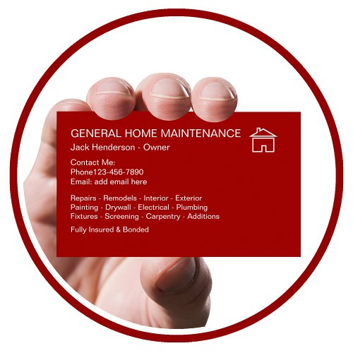 Home Maintenance Handyman Business Card