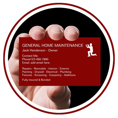 Home Maintenance Handyman Symbol Business Card