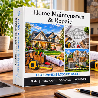 Home Maintenance & Repair Records 3 Ring Binder