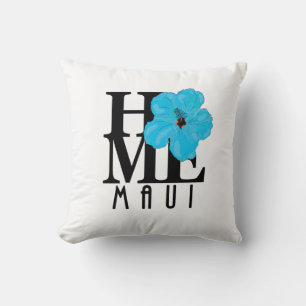 HOME Maui Blue Hibiscus Throw Pillow