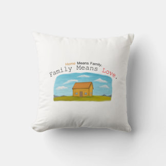 Home Means Family. Family Means Love Throw Pillow