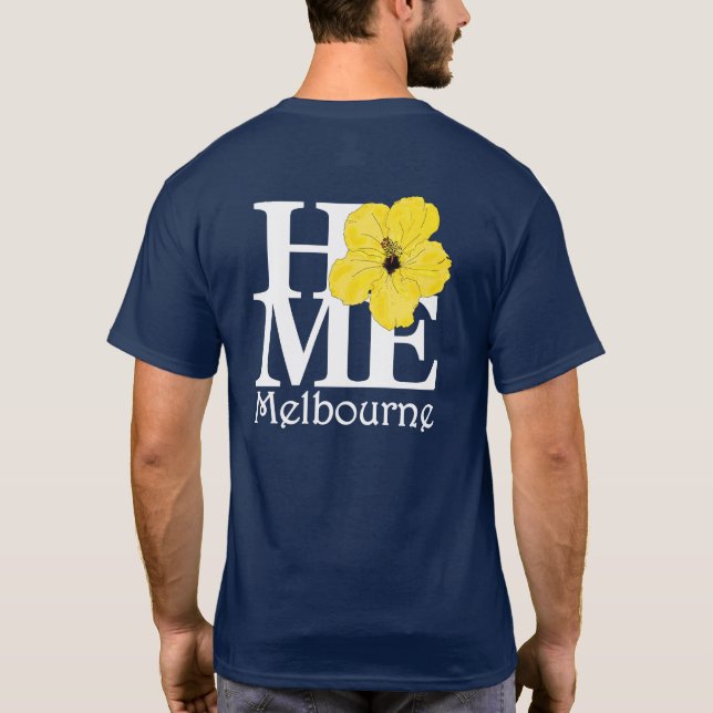 HOME Melbourne Yellow Hibiscus (Back Print) T-Shirt (Back)