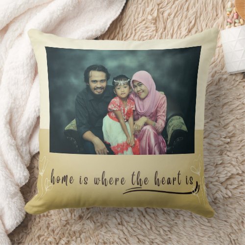 Home message custom photo Throw Pillow