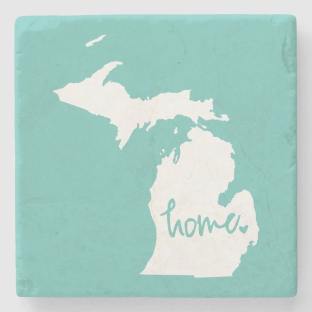 Home Michigan Custom Color Stone Coaster (Front)