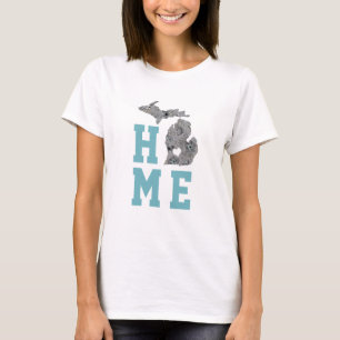Home Michigan Gray Blue Poppies T-Shirt