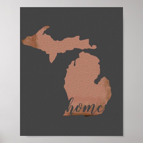 Home Michigan Silhouette Copper Gray Poster