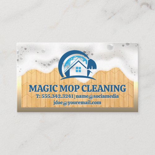 Home Mop Logo  Soap Suds  Cleaner Business Card