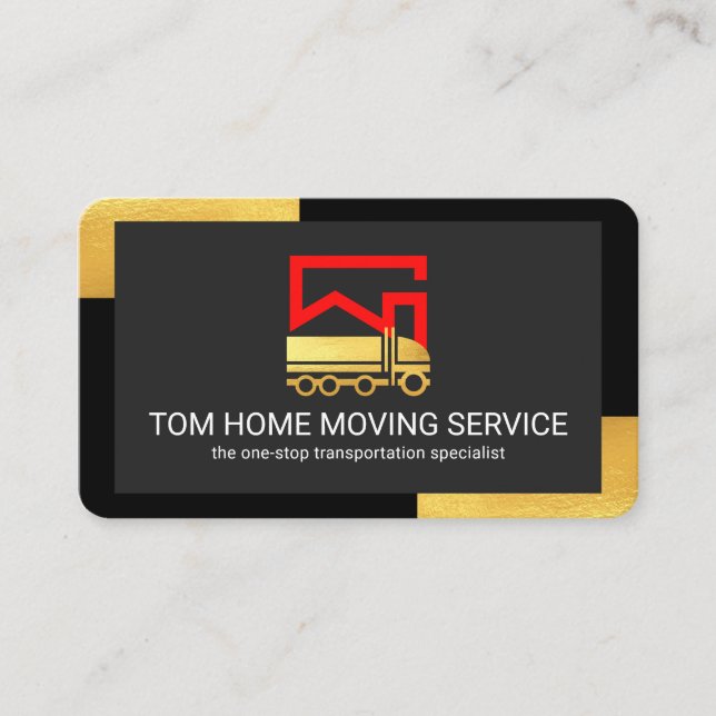 Home Movers On Black Gold Corners Business Card (Front)