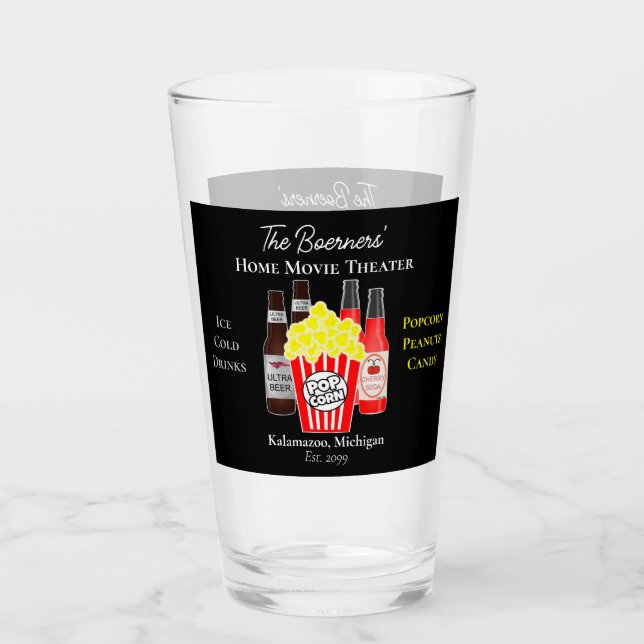  Home Movie Theater Beer Soda Drinking Glasses (Front)