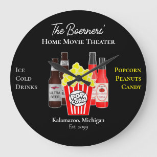 Home Movie Theater Beer Soda Wall Clock