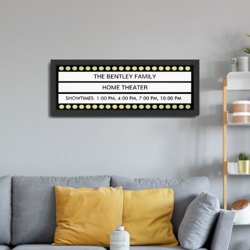 Home Movie Theater Marquee with Custom Name Framed Framed Art