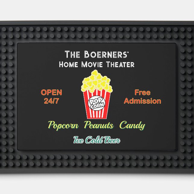 Home Movie Theater Open 24/7 Popcorn Cold Bar Mat (Front (Close Up))