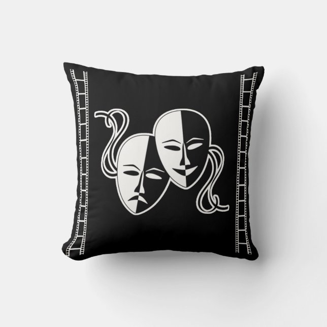 Home Movie Theater Pillow with Theatrical Faces (Front)