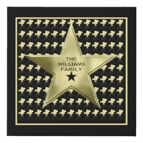 Home Movie Theater Star Custom FAMILY Name  Faux Canvas Print
