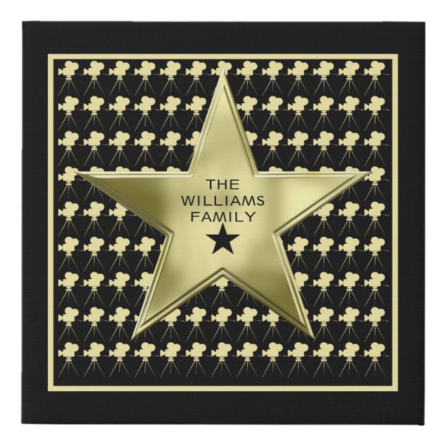 Home Movie Theater Star Custom FAMILY Name  Faux Canvas Print (Front)